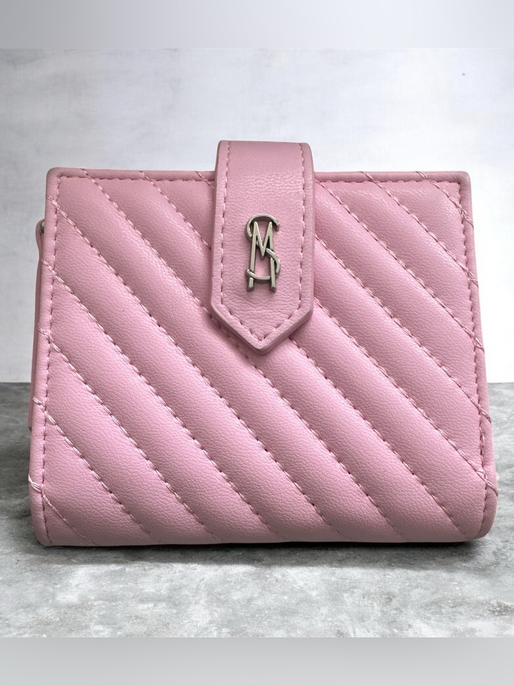 Steve Madden Quilted Pink Snap-Tab Wallet
